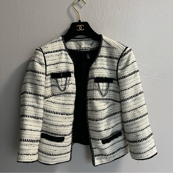 White House Black Market Embellished Tweed Jacket - Picture 4 of 14